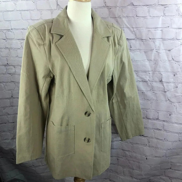 Denim & Co denim khaki jacket large - Picture 1 of 8